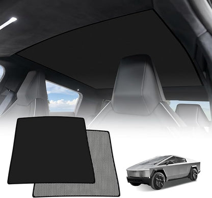 BestEvMod Foldable Roof Sunshade Compatible with 2024 2025 Tesla Cybertruck Accessories Upgraded Heat Reflective Tech Accessories Sunroof Reflective Sun Shade (Roof Sunshade)