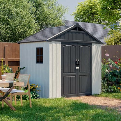 8x6 FT Resin Outdoor Storage Shed with Floor