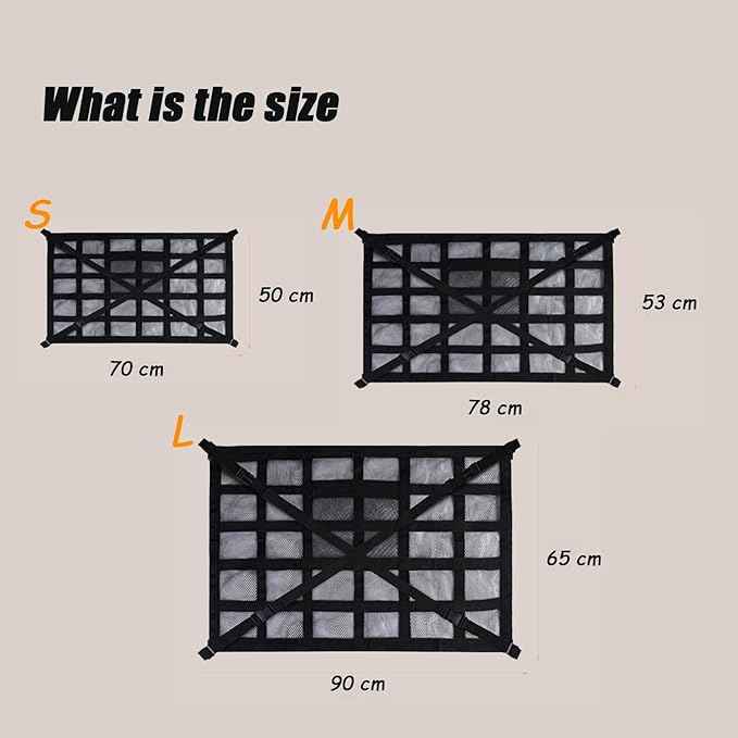 Overhead Car Organizer, Compatible with Jeep Gladiator Sport/Rubicon 2020-2025 Car Roof Storage Net Universal Car Ceiling Storage for Camping Storage Bag,Black-Small