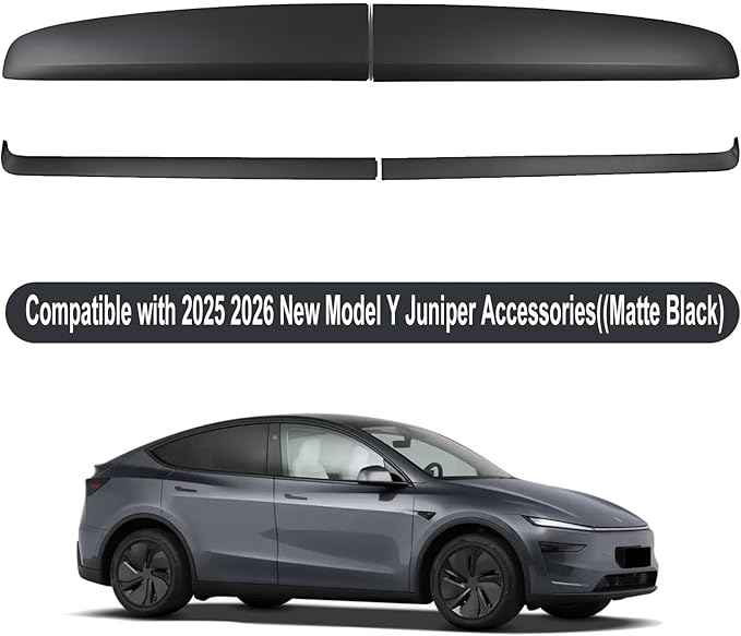 Goodangie00 4Pcs ABS Center Console Dashboard Cover Wrap Interior Accessories Compatible with 2025 2026 Tesla Model Y Juniper Accessories(Matte Black)