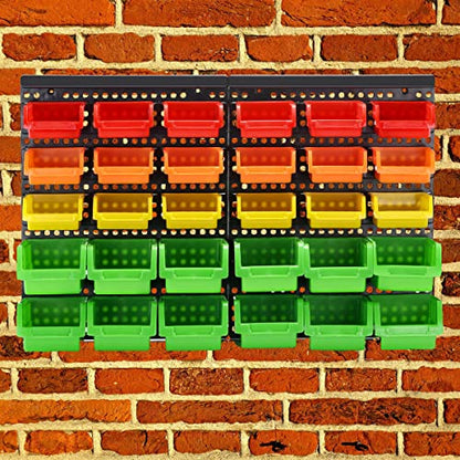 Wall Mounted Storage Bins Parts Rack 4 Colors Bin Organizer Garage Plastic Shop Tool
