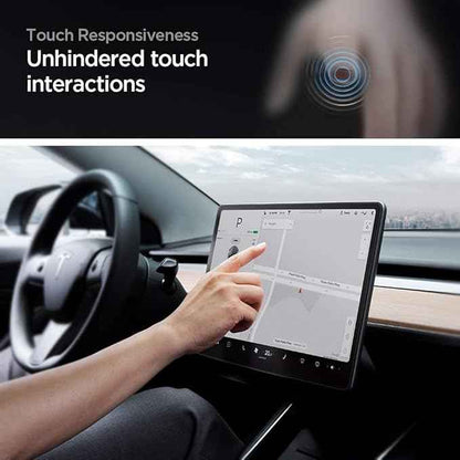 Spigen Tempered Glass Screen Protector [GlasTR EZ FIT] Designed for Tesla Model 3 (2023-2017), Tesla Model Y (2025-2020) 15 inch Dashboard Touchscreen - Matte/Anti Fingerprint