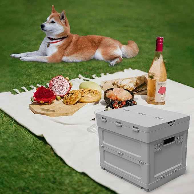 Folding Storage Box with Table, 3 in 1 Camping Collapsible Bins with Parking Warning Sign, Multifunctional Foldable Container, Outdoor Storage Bin for Picnic, Home, Office, Car