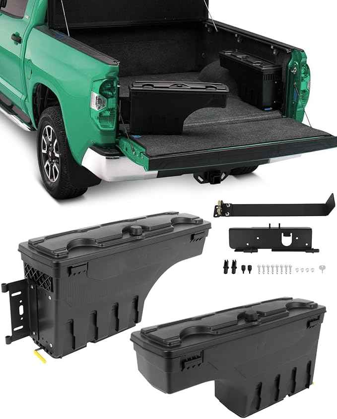 SCITOO Truck Bed Tool Box for Ford F-250 F-350 Super Duty 1999-2016 Left & Right Side,Multi-Compartment Dividers Organized Storage,Heavy Duty & No-Drill Installation