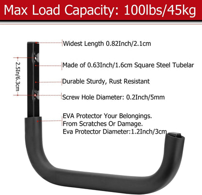 Large Garage Storage Hooks, 12.4 Inch Heavy Duty Garage Storage Organizer Wall Mount Hanging Hanger, Each Max Load 100lbs