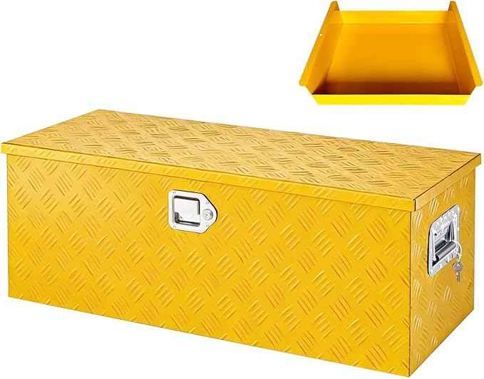 Heavy Duty Aluminum Truck Bed Tool Box 36'', Professional-Grade Storage Chest with Secure Lock, Gas Strut Lid, and Small Parts Organizer, Durable Heavy Duty Alu Tool Box for Pickup, RV, Trailer
