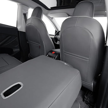 EKR Model Y Seat Covers for Tesla Model Y 2026 (Only for 5 Seats),Waterproof Seat Protectors,Leather Car Seat Cover Full Set,Faux Leather (Gray)