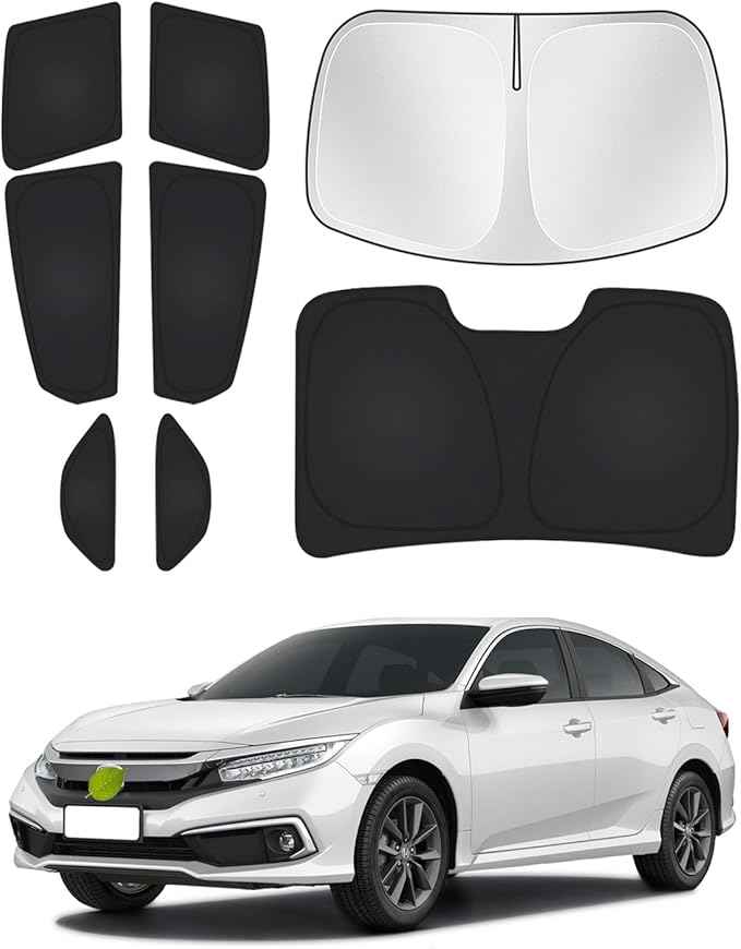 Windshield Sun Shade for Honda Civic 10th Gen 2016-2021 (NOT for Hatchback) Side Rear Window Shade Cover Set Full Window Sun Visor Blocker Privacy Cover Keep Vehicle Cool Black 8PCS