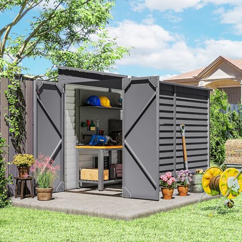 4.6' x 9' Steel Outdoor Storage Shed Waterproof Lean