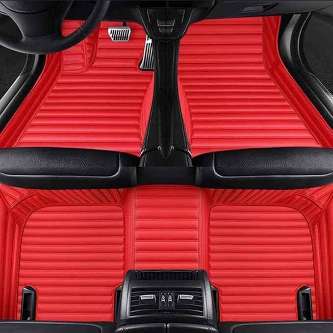 Custom Making Car Floor Mats Compatible with Audi BMW Mercedes-Benz Toyota Lexus Honda Infiniti Nissan Hyundai Kia All Models 2005-2026 (Striped Red)