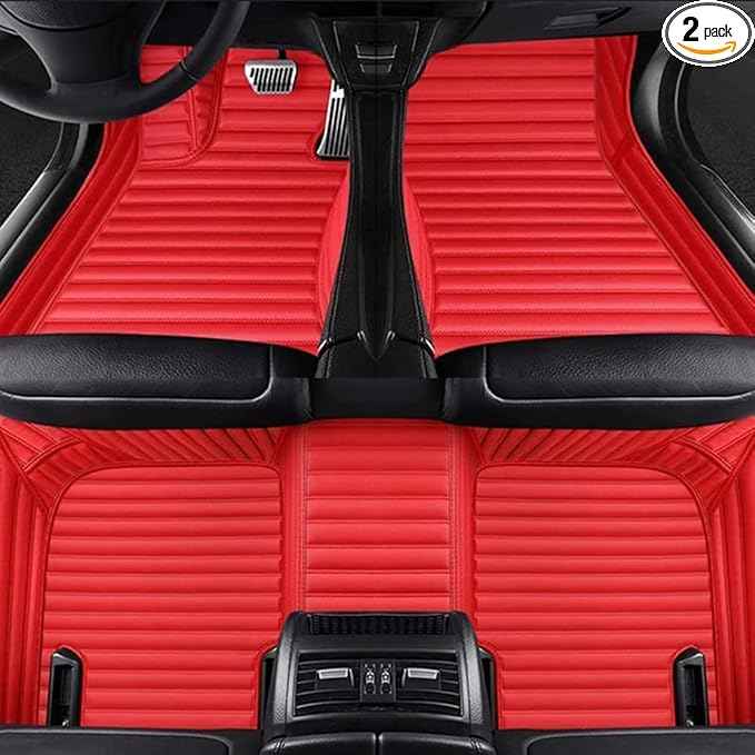 Custom Making Car Floor Mats Compatible with Audi BMW Mercedes-Benz Toyota Lexus Honda Infiniti Nissan Hyundai Kia All Models 2005-2026 (Striped Red)