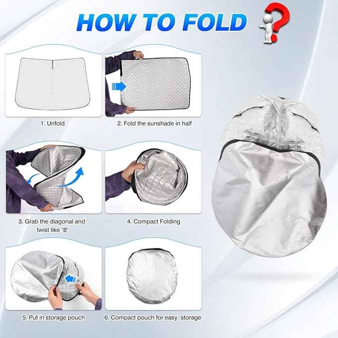 Windshield Sun Shade for 2019-2024 2025 Toyota RAV4 Accessories Thicken 6-Layer Foldable Front Window Sunshade Cover Sun Visor Protector Block UV Rays Keep Vehicle Cool