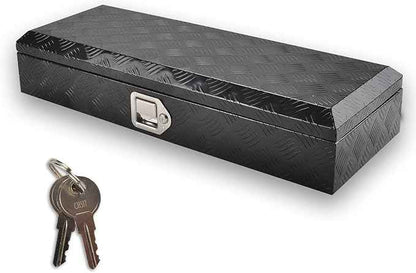 34.5 Inch Black Aluminum Tool Box 5 Bar Tread ToolBox for Truck Bed Car Outdoor Trailer Pickup Underbody RV ATV Storage Underbed Tools Organizer with Lock and Keys (34.5"X13"X6.5")