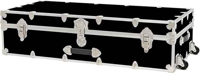 Rhino Trunk & Case Trundle Home Storage & College Trunk With Wheels - 44”x20”x12” - 1500+ lbs Capacity. USA Made Secure Under-Dorm Bed Footlocker for Clothes and Food, and Underbed Shoe Storage Box