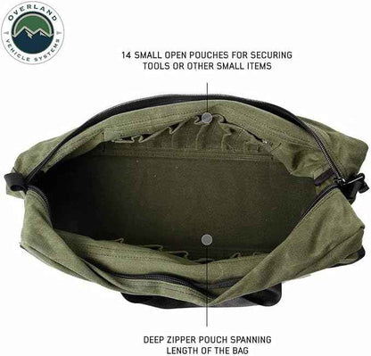 Overland Vehicle Systems Small Duffle Bag With Handle And Straps - #16 Waxed Canvas - Infused with Paraffin Wax Waterproofing - Tear Resistant Fabric