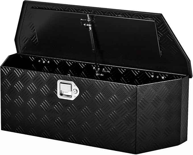 GAOMON 36 Inch Heavy Duty Aluminum Plated Tool Box Pick Up Truck Bed RV Trailer Tongue Toolbox Waterproof Storage Organizer with Lock and Keys - 36 x 12x 12 Inch, Black