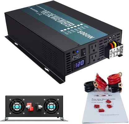 WZRELB Pure Sine Wave 5000W (10000W Surge) 24V Power Inverter DC to AC Power - Solar, RV, RBP-S500024
