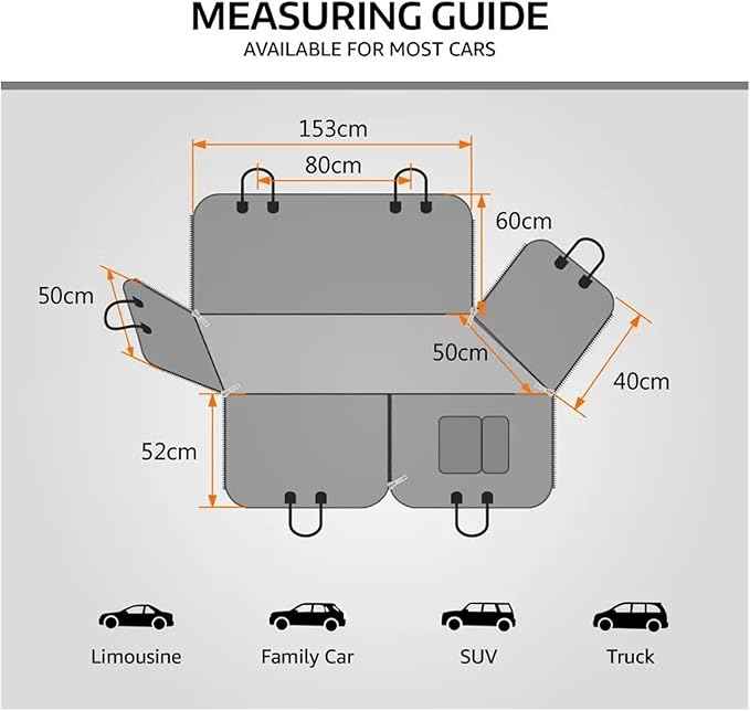 Dog Car Seat Cover Waterproof Dog Car Accessories Pet Dog Carrier Car Hammock Cushion Protector Travel Rear Back Seat Mat(Standard (152x143cm))