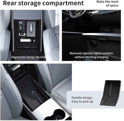 GGCLIMAX Car Organizers And Storage Compatible with Tesla Model 3/Y Highland 2021-2024 Center Console Lower Storage Box TPE Armrest Organizer Mat(For M3 Highland)
