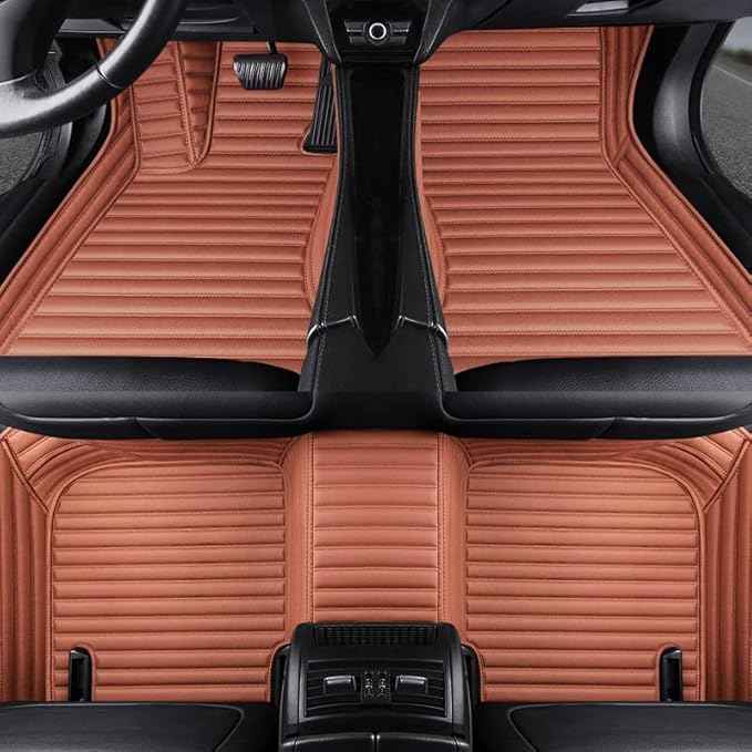 Custom Making Car Floor Mats Compatible with Audi BMW Mercedes-Benz Toyota Lexus Honda Infiniti Nissan Hyundai Kia All Models 2005-2026 (Striped Brown)