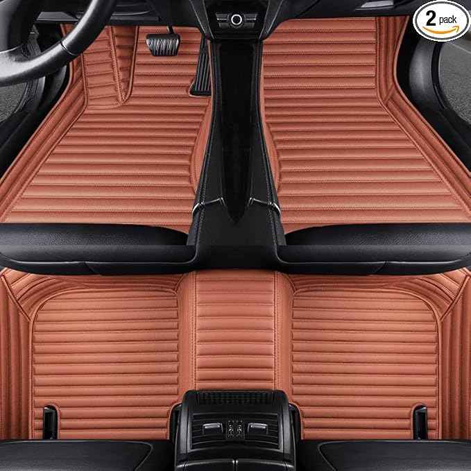 Custom Making Car Floor Mats Compatible with Audi BMW Mercedes-Benz Toyota Lexus Honda Infiniti Nissan Hyundai Kia All Models 2005-2026 (Striped Brown)