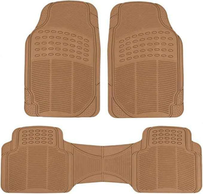 BDK Beige Heavy Duty Front & Rear Rubber Floor Mats Universal Liners for Car SUV Van & Truck, All Weather Protection with Anti-Slip Nibs, Fit Contours of Most Vehicles