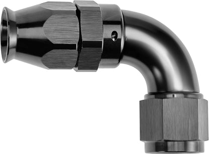 EVIL ENERGY 12AN 90 Degree PTFE One Piece Full Flow End Hose Fitting Aluminum Black