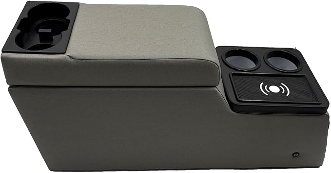 Truck Center Console Truck Seat/Bench Organizer with Wireless Charging and Holder Cups for Jeep CJ5 1976-1983,Jeep CJ7 1976-1986,Jeep Wrangler(YJ) 1987-1995 (Gray)