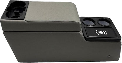 Truck Center Console Truck Seat/Bench Organizer with Wireless Charging and Holder Cups for Jeep CJ5 1976-1983,Jeep CJ7 1976-1986,Jeep Wrangler(YJ) 1987-1995 (Gray)