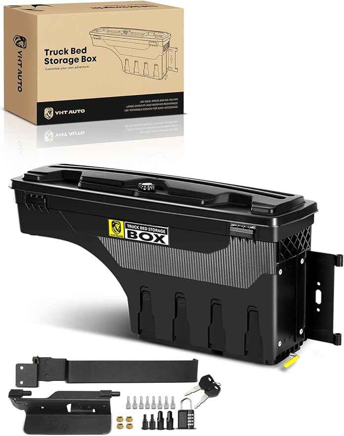 YHTAUTO Truck Bed Storage Tool Box Lockable Compatible with 2019-2025 Ram 1500 Pickup, Passenger Side, Will Not Work with RamBox & Classic Model, Swing Waterproof Wheel Well Toolbox