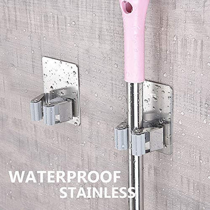 2 Pack Stainless Steel Mop Broom Holder Organizer (2 Count)