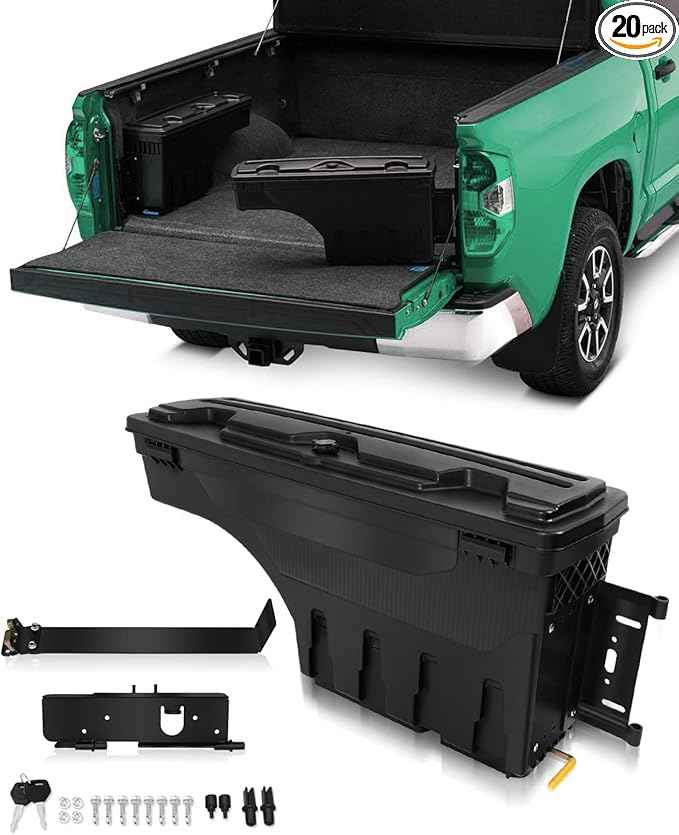 SCITOO Truck Bed Tool Box for Ford F-250 F-350 F-450 Super Duty 1999-2016 Right Passenger Side,Multi-Compartment Dividers Organized Storage,Heavy Duty & No-Drill Installation