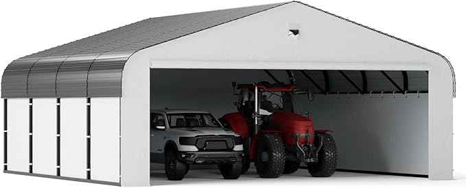 20x20 Metal Carport, Heavy Duty Car Carport Canopy, Galvanized Steel Roof Car Tent Garage, CarPorts with Removable Sidewalls