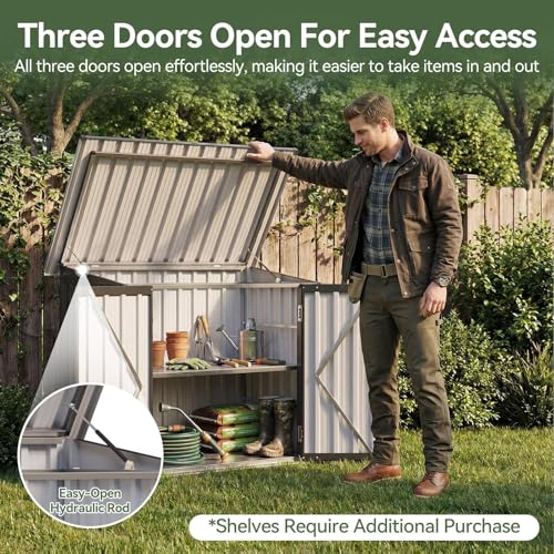 Outdoor Storage Cabinet 35 Cu.Ft Metal Storage Shed with Floor