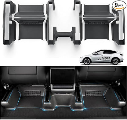 Front Seat Guide Rail Protector Under Seat Floor Mats for Tesla Model Y Juniper, 9PCS TPE Track Rail Trim Cover Underlay Protector Guards for Model Y Juniper Interior Accessories 2026