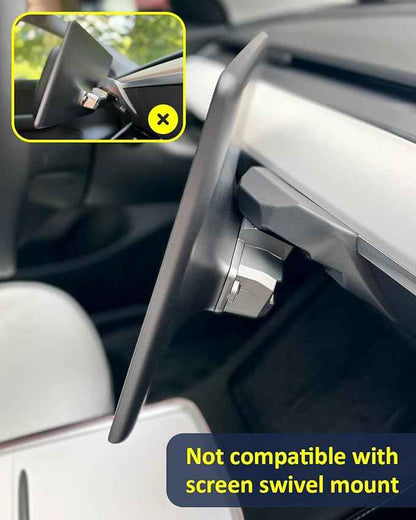 Under Screen Storage Organizer for Tesla Model Y Model 3 Accessories(include Juniper & Highland), Rattle-Free Push Latch Mechanism Perfect Fit, Tissue Dispenser, Hidden for Personal Valuables