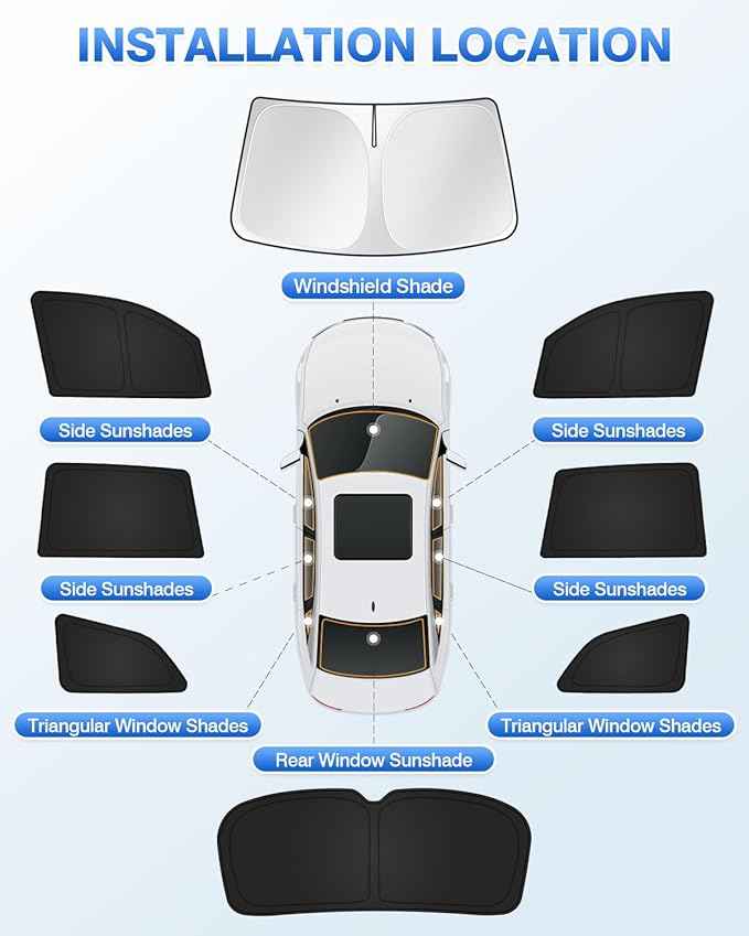 Sunshades for Honda Pilot 2016-2022 Accessories Windshield Sun Shade Side Rear Window Shade Cover Sun Visor Shield Privacy Protection Keep Vehicle Cool Black 8PCS