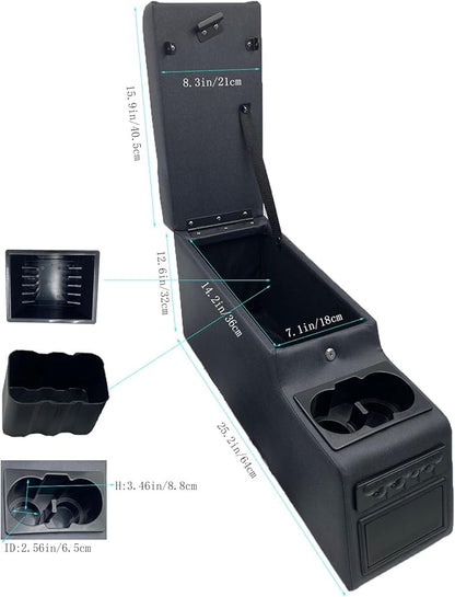 Truck Center Console Truck Seat/Bench Organizer for Jeep CJ5 1976-1983,Jeep CJ7 1976-1986,Jeep Wrangler(YJ) 1987-1995 (Denim Black)