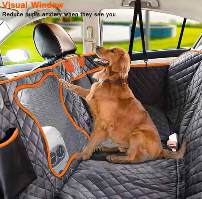 Dog Car Seat Cover for Pets Waterproof Seat Cover Hammock 600D Heavy Duty Scratch Proof Nonslip Durable Soft Back Seat Covers for Cars Trucks and SUVs