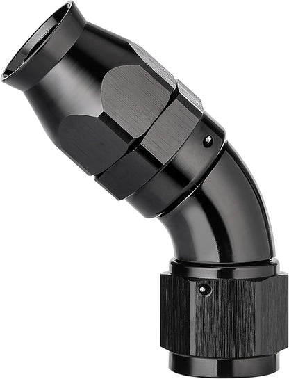 EVIL ENERGY 12AN 45 Degree PTFE One Piece Full Flow End Hose Fitting Aluminum Black