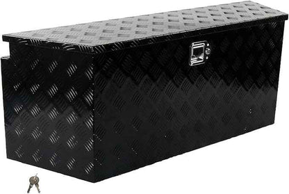 49 Inch Aluminum Trailer Tongue Tool Box 5 Bar Tread Wide Utility ToolBox for Pick Up Truck RV Storage Organizer Tool Box with Lock and Keys - 49"X15"X18.5" Black