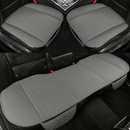 West Llama Full Set Car Seat Covers for Front and Rear Bottom Seats Only, Luxury PU Leather Car Seat Pads Protectors Waterproof and Wear-Resistant,Gray
