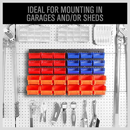 Wall Mounted Storage Bins Parts Rack 30PC Organizer Garage Plastic Shop Tool for Men's Gift (30 Count)