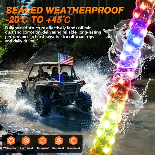 RGB LED Whip Light 1PC 4FT Spiral Antenna Whips (4 Foot)