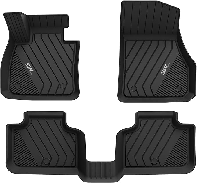3W BMW X2 Floor Mats Fit for 2018-2023 & BMW X1 Floor Liner Fit for 2016-2022 Custom Fit All Weather TPE Floor Liner for X2 28i M35i 1st & 2nd Row Full Set, Black