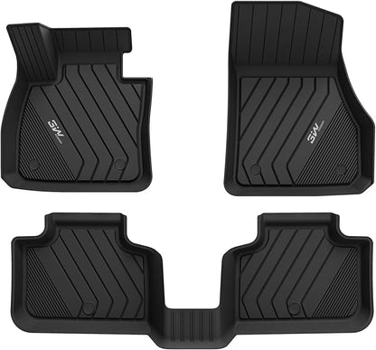 3W BMW X2 Floor Mats Fit for 2018-2023 & BMW X1 Floor Liner Fit for 2016-2022 Custom Fit All Weather TPE Floor Liner for X2 28i M35i 1st & 2nd Row Full Set, Black