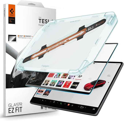 Spigen Tempered Glass Screen Protector [GlasTR EZ FIT] designed for Tesla Model 3 (2024/2025/2026), Model Y (2024-2025), Model Y Standard 2026 15.4" Dashboard Touchscreen - Matte/Anti Glare/Anti Finger Print