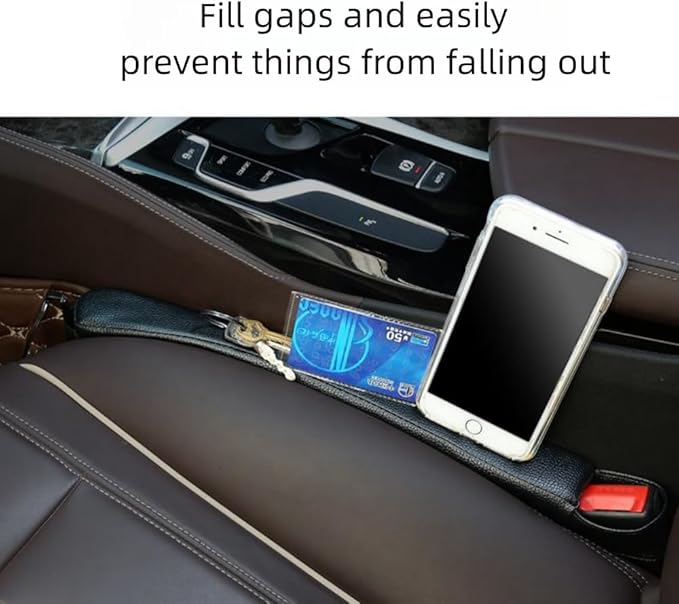 Car Seat Gap Filler 2 Pack,Car Seat Gap Filler Organizer,Car Seat Gap Plug with Storage Slot,3 in 1 Car Seat Gap Filler with Cup Holder,Prevent Small Items from Falling(Beige)