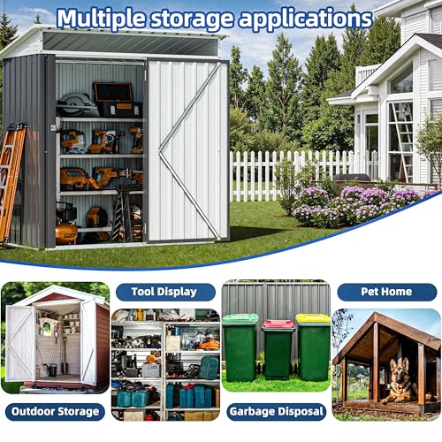 JY QAQA 6x4 FT Metal Outdoor Garden Storage Shed