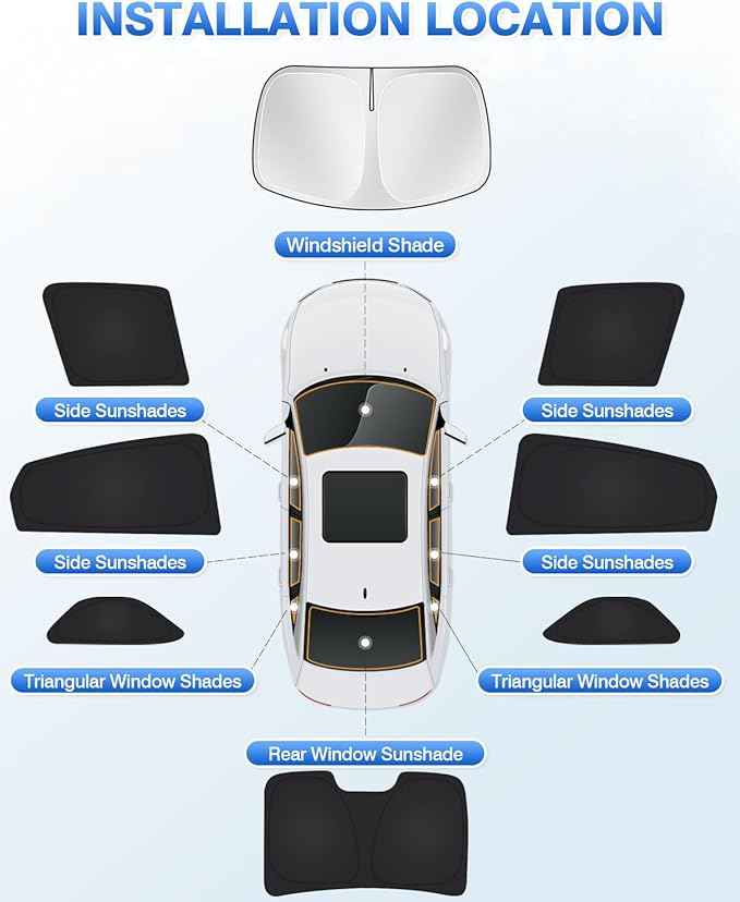 Windshield Sun Shade for Honda Civic 10th Gen 2016-2021 (NOT for Hatchback) Side Rear Window Shade Cover Set Full Window Sun Visor Blocker Privacy Cover Keep Vehicle Cool Black 8PCS